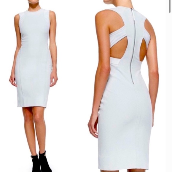 Helmut Lang Dresses & Skirts - HELMUT LANG Light Grey Mesh Accent Back Cutout Dress